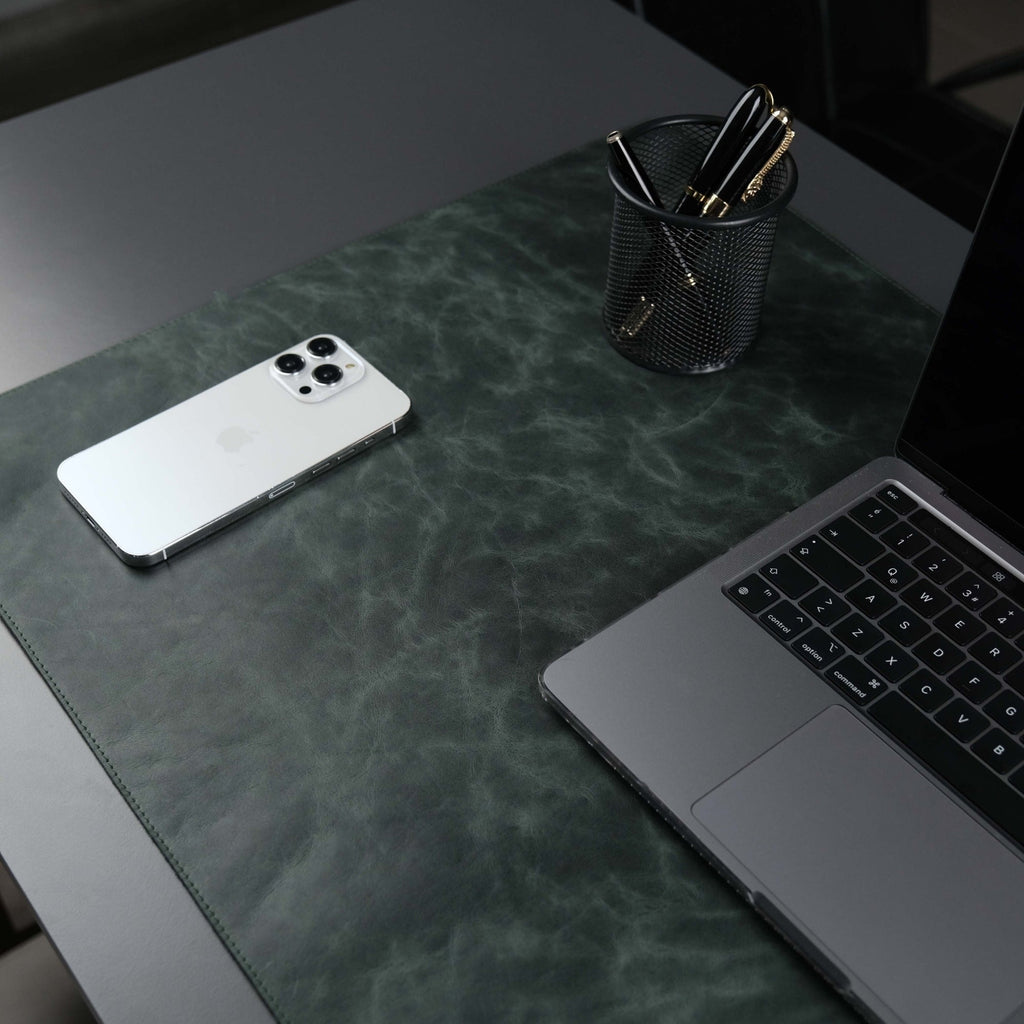 The Toronata | Forest Green Full-Grain Leather Desk Pad