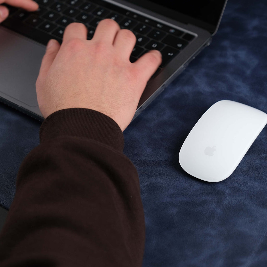 The Toronata | Executive Navy Full-Grain Leather Desk Pad